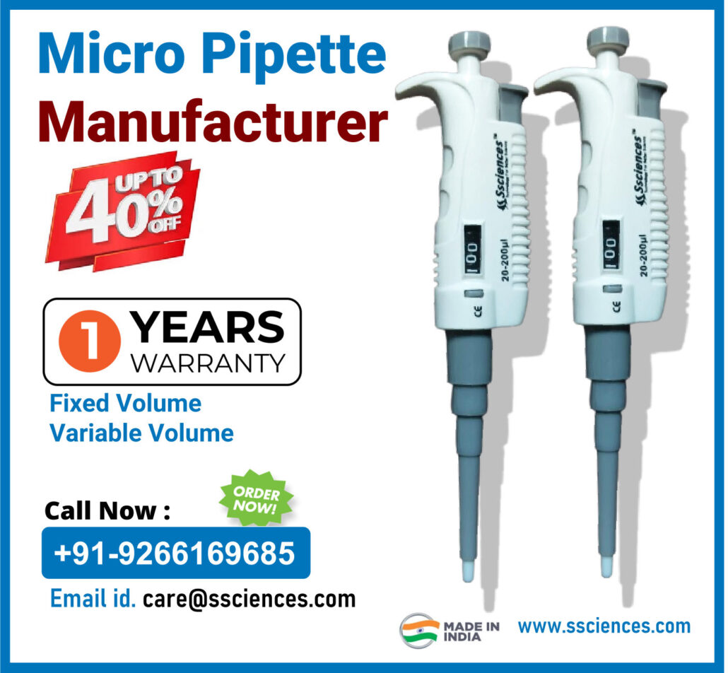 Micropipette Manufacturer: Up to 40% Off on Fixed & Variable Volume Models